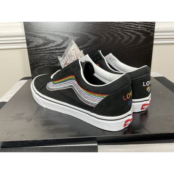 (NEW) Vans Pride Collection Love is Love Shoes Men’s Size 9 Black Rainbow - Picture 2 of 11